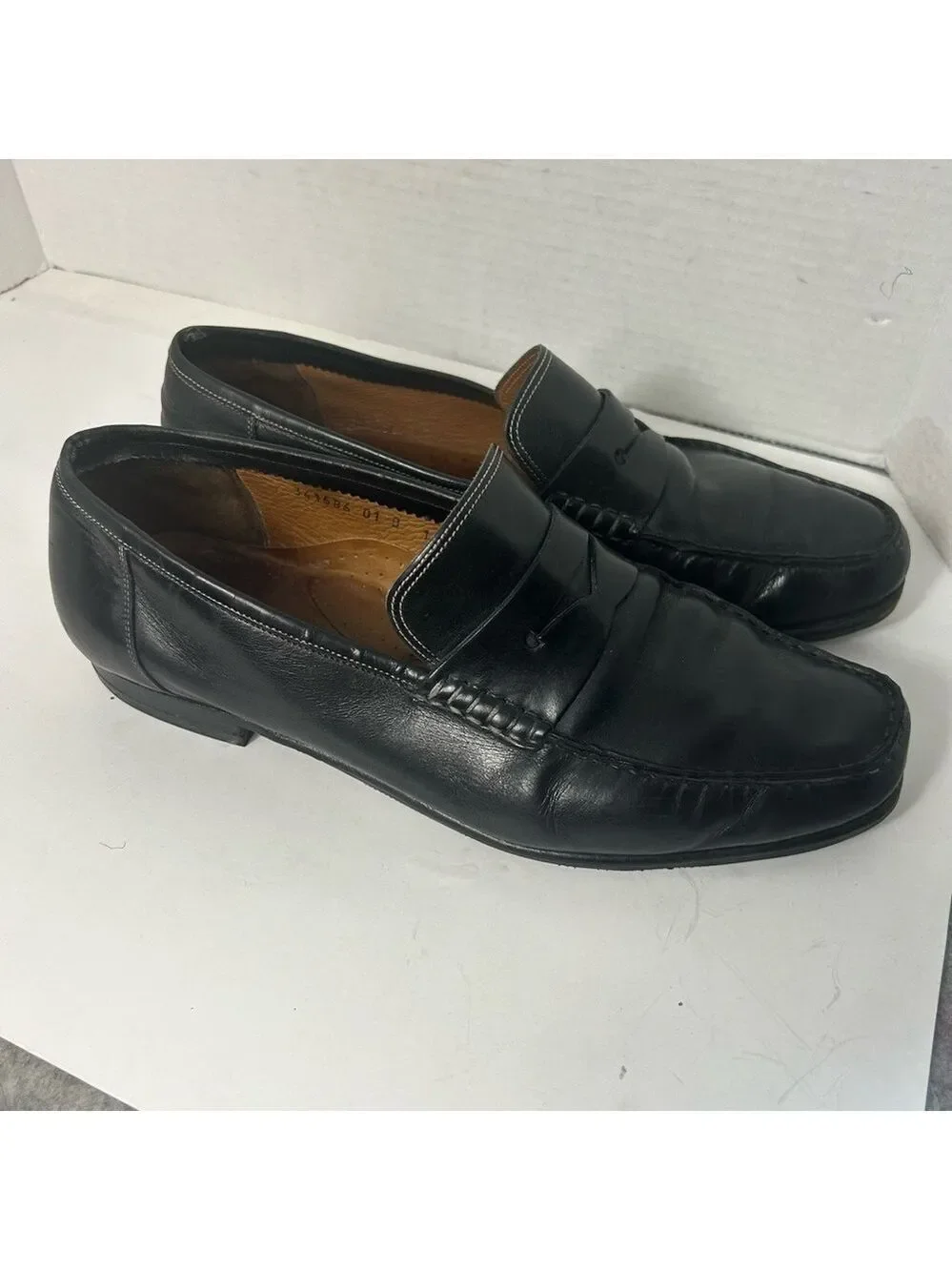 Santon I Men’s Leather Loafer Made in Italy Black Preppy Academic 11D Grandpa